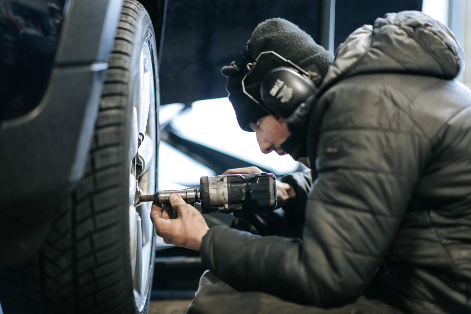 Photo d'un changement de pneu
